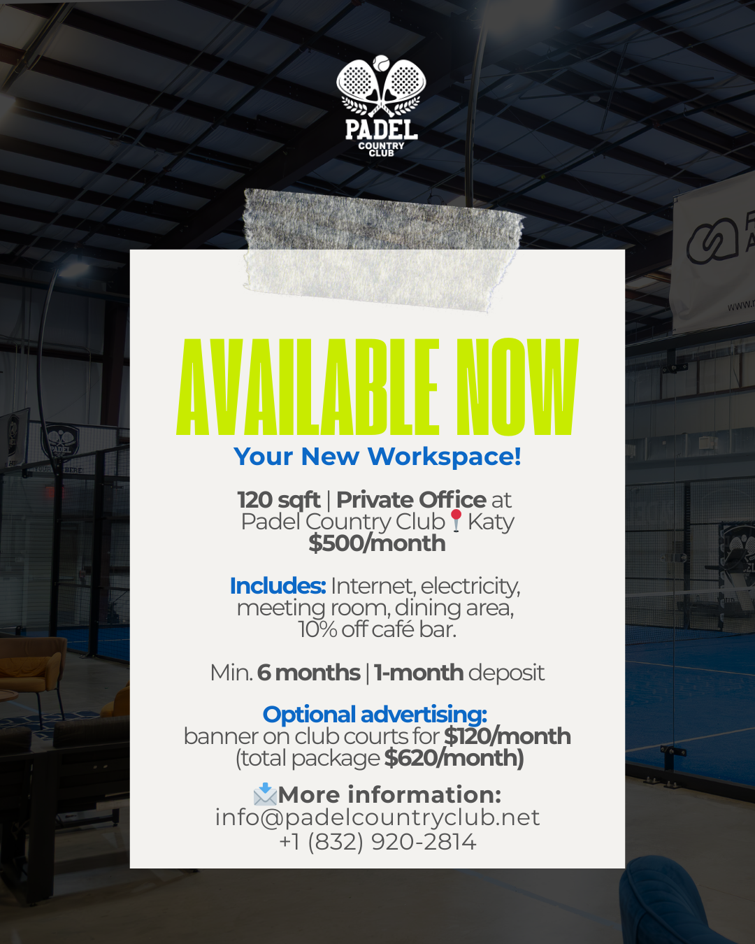 Upcoming padel tournaments and socials at Padel Country Club