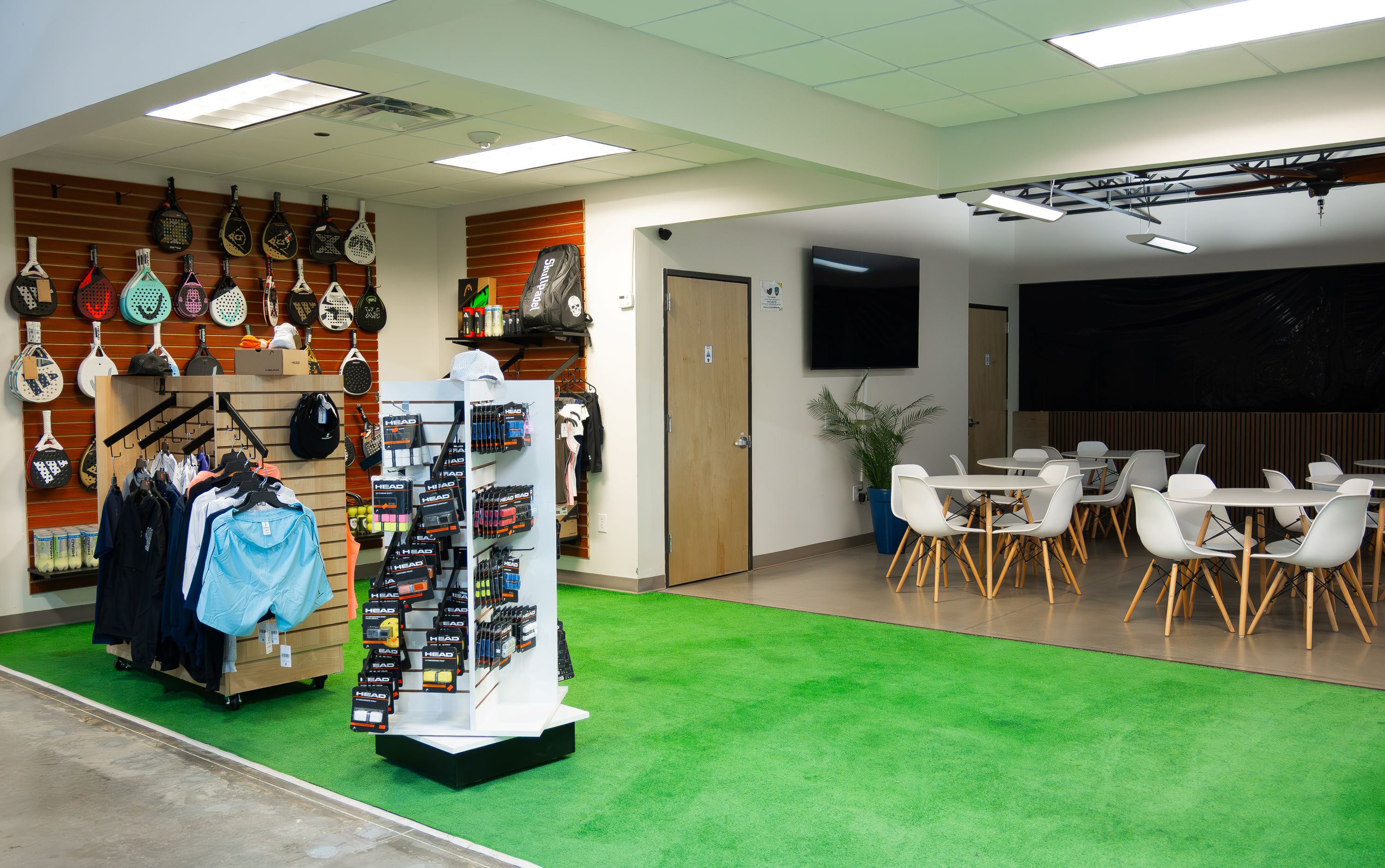 Padel indoor court with players